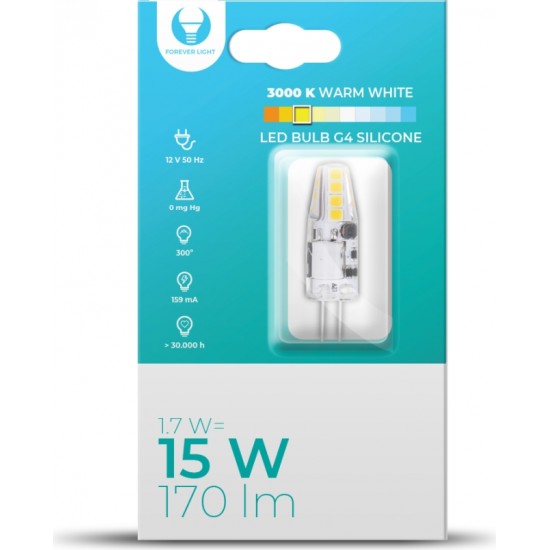 Telforceone LED Bulb G4 Silikon 1.7W 12V 3000K 170lm Forever Light