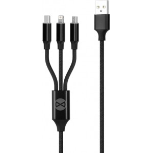 Forever 3in1 cable USB - Lightning + USB-C + microUSB 1,2 m 2A black