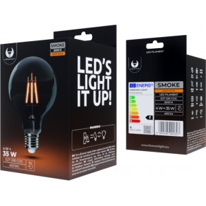 Telforceone LED Bulb Filament E27 G95 4W 230V 2000K 400lm COG smoked Forever Light