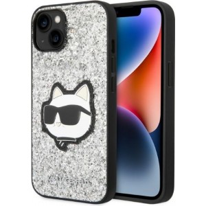 Karl Lagerfeld case for iPhone 14 Plus 6,7" KLHCP14MG2CPS silver hardcase Glitter Choupette Patch