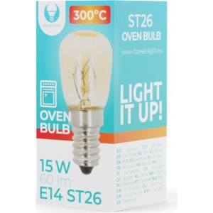 Telforceone Oven Light bulb E14 ST26 15W 230V 60lm 300° Forever Light