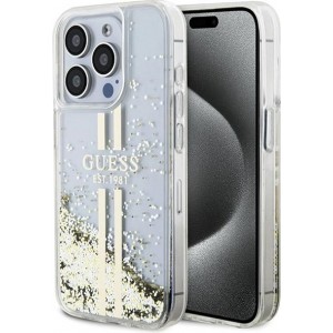 Cg Mobile Sas Guess case for iPhone 15 Pro Max 6,7" GUHCP15XLFCSEGT transparent HC LIQ. GLITTER GOLD STRIPES