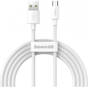 Baseus cable Simple Wisdom USB - microUSB 1,5 m 2,1A white 2 pcs