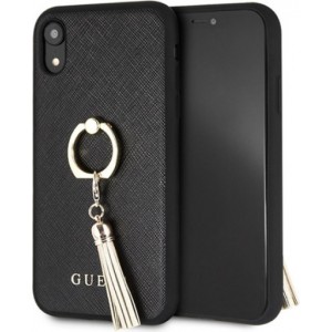 Cg Mobile Sas Guess iPhone XR GUHCI61RSSABK black hard case Saffiano with ring stand