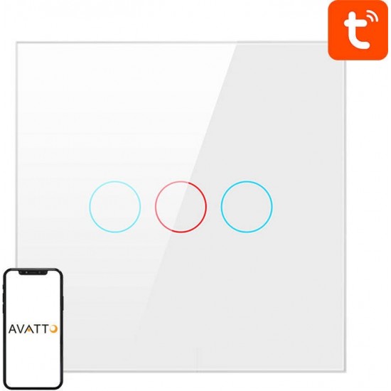 Avatto Smart Light Switch ZigBee Avatto ZTS02-EU-W3 3 Way TUYA (white)