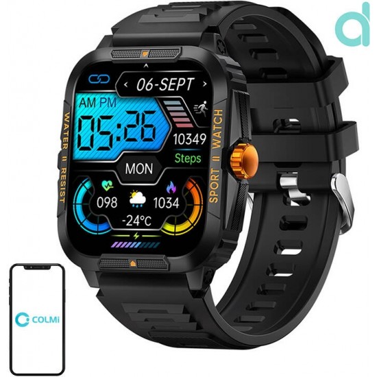 Colmi P76 smartwatch (black and orange)