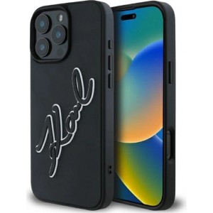 Karl Lagerfeld 3D Rubber Bicolor Signature Case for iPhone 16 Pro Max - Black