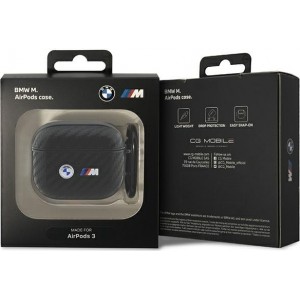 BMW case for AirPods 3 BMA3WMPUCA2 black PU Carbon Double Metal Logo