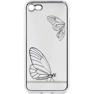 Tellur Cover Silicone for iPhone 7 Butterfly silver