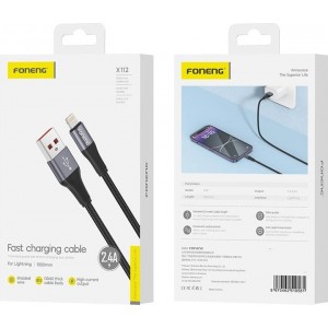 Foneng X112 USB-A to Lightning cable 2.4A, 1m (black)