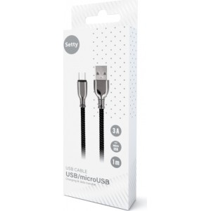 Setty cable USB - microUSB 1,0 m 3A FC-M black