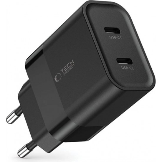 Tech-Protect C20W charger 2x USB-C PD 20W - black