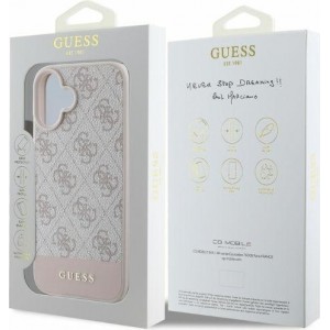 Guess case for iPhone 16 6,1" GUHCP16SG4GLPI pink hardcase 4G Bottom Stripe