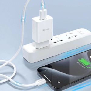 Dudao A4EU USB-A 2.1A wall charger - white + USB-A - USB-C cable