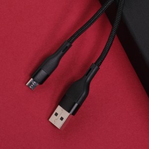 Maxlife MXUC-07 cable USB - microUSB 1,0 m 2,4A black nylon