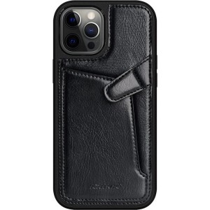 Nillkin Aoge Leather Case Flexible Armored Genuine Leather Case with Pocket for iPhone 12 Mini Black