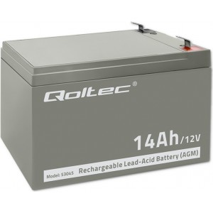 Qoltec AGM battery | 12V | 14Ah | Maintenance-free | Efficient| LongLife | for UPS, security