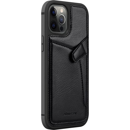 Nillkin Aoge Leather Case Flexible Armored Genuine Leather Case with Pocket for iPhone 12 Mini Black