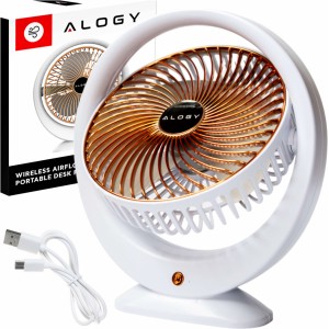 Alogy Fan Desk Fan Standing Strong Small Portable Wireless 1200mAh USB-C Alogy White