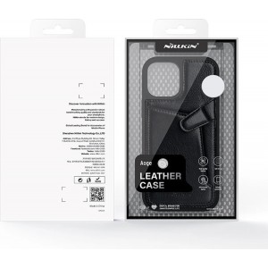 Nillkin Aoge Leather Case Flexible Armored Genuine Leather Case with Pocket for iPhone 12 Mini Black