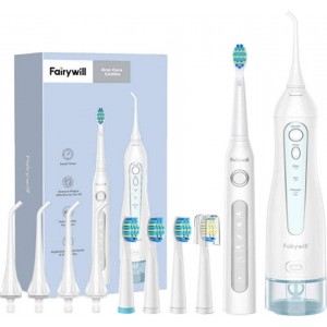 Fairywill Sonic toothbrush with tip set and water fosser FairyWill FW-507+FW-5020E (white)