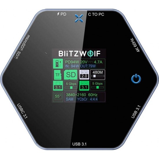 Blitzwolf 8in1 docking station BW-TH16 USB 100W LCD Smart Display