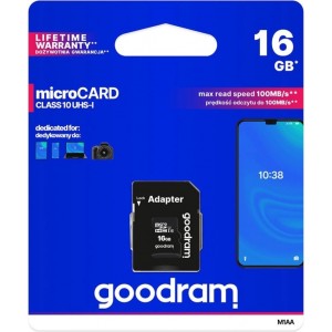 Goodram Microcard 16 GB micro SD HC UHS-I class 10 memory card, SD adapter (M1AA-0160R12)