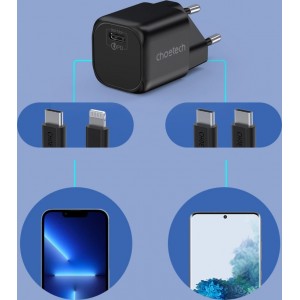 Choetech GaN USB charger Type C PD 30W black (PD5007)