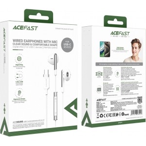 Acefast L3 Wired USB-C Headphones with Microphone - White