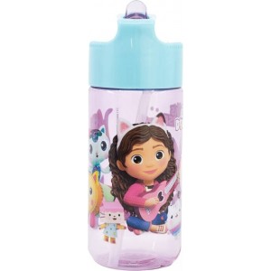 Stor Water bottle with Straw for Kids STOR 21236 430 ml Gabby's Dollhouse (pink&blue)