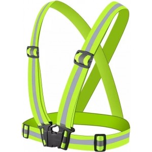 4Kom.pl Adjustable reflective harness reflective vest for bike motorbike running yellow