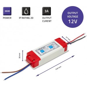 Qoltec LED Driver IP20 | 36W | 12V | 3A