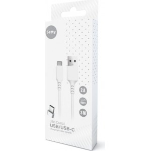 Setty cable USB - USB-C 3,0 m 2A white NEW