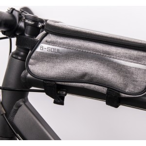 Waterproof bike frame bag with phone holder gray