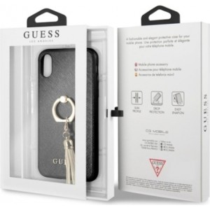 Cg Mobile Sas Guess iPhone XR GUHCI61RSSABK black hard case Saffiano with ring stand