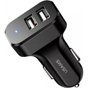 Usams Car charger 2xUSB C13 2.1A black/black (only head) CC87TC01