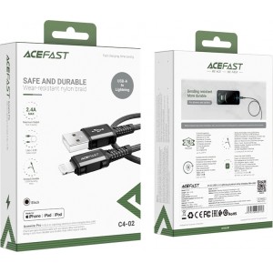 Acefast MFI USB - Lightning cable 1.8m, 2.4A black (C4-02 A Black)