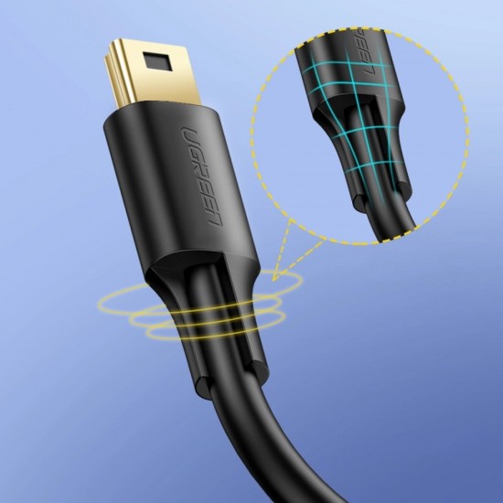 Ugreen 5 pin gold-plated USB cable - mini USB 0.5m black (US132)