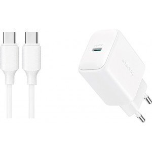 Joyroom JR-TCF20 USB-C PD 20W network charger - white + USB-C / USB-C cable 1m