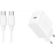 Joyroom JR-TCF20 USB-C PD 20W network charger - white + USB-C / USB-C cable 1m