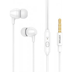 Vipfan Wired in-ear headphones VFAN M16, 3.5mm jack, 1m (white)