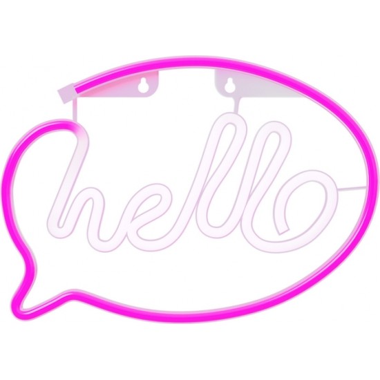 Neon LED Light HELLO pink white Bat + USB FLNE15 Forever Light