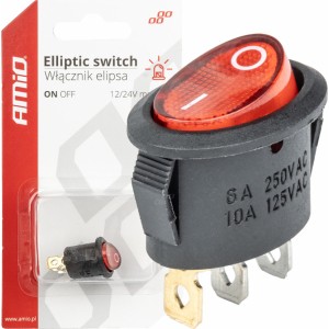 Amio Eliptic switch 12V/230V (with red light) BU02