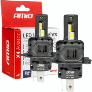 Amio LED Headlights X4-series AVIATOR H4/H19 6500K max 44W AMIO-03763