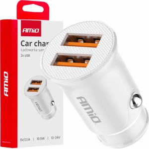 Amio Car charger 2x USB-A 2.1A 12/24V AMiO-03872