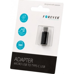 Forever adapter microUSB - USB-C black