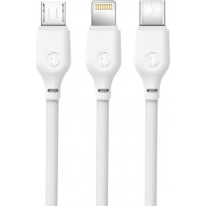 XO cable NB103 3in1 USB - Lightning + USB-C + microUSB 1,0 m 2,1A white