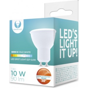 Telforceone LED Bulb GU10 1W 230V 6000K 90lm 38° Forever Light