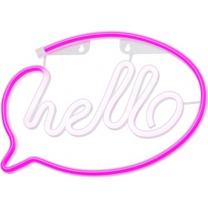 Neon LED Light HELLO pink white Bat + USB FLNE15 Forever Light