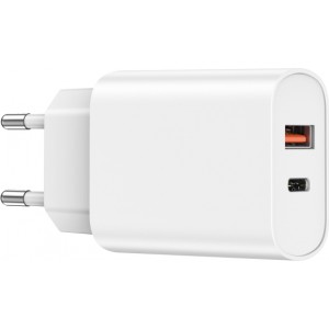 WIWU wall charger Wi-U002 PD + QC 20W 1x USB 1x USB-C white